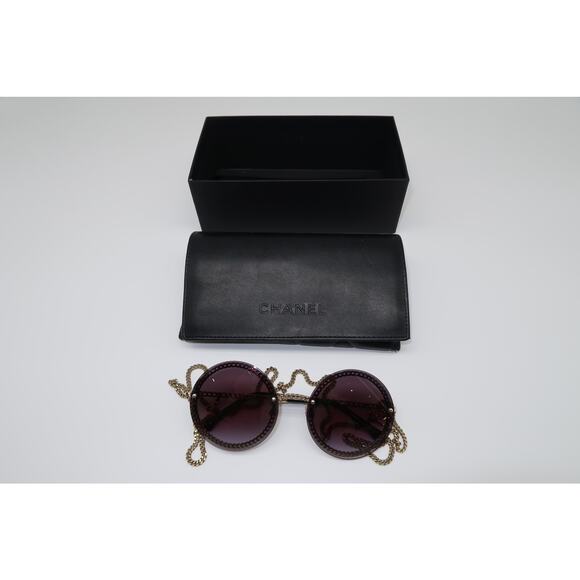 Chanel CH4245 Triple Chain Round Sunglasses Black - Picture 1 of 12